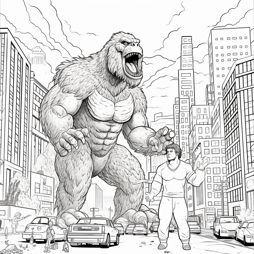 Godzilla vs. Libro para colorear de King Kong para adultos y niños. Horas  de actividades para colorear tanto para jóvenes como para mayores. - Etsy  México, image size:1024x1024