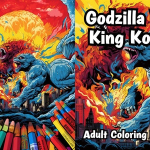 Godzilla  Vs. King Kong coloring book for Adults and Kids. Hours of coloring activities for both young and old alike.
