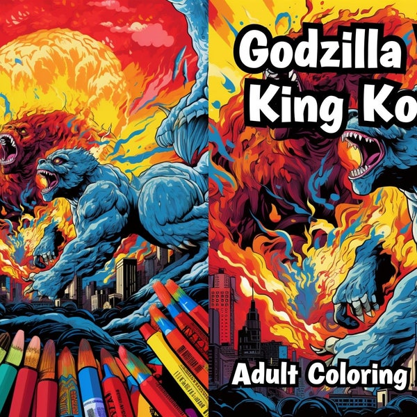 Godzilla  Vs. King Kong coloring book for Adults and Kids. Hours of coloring activities for both young and old alike.