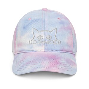 Kitty Cat Baseball Cap Peeking Cat Tie Dye Baseball Hat Embroidered Baseball Hat