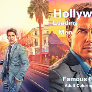 Famous Faces Leading Men Coloring Book Instant downloadable color book pages for adults kids Stars , FAMOUS PEOPLE , Hollywood Hunks
