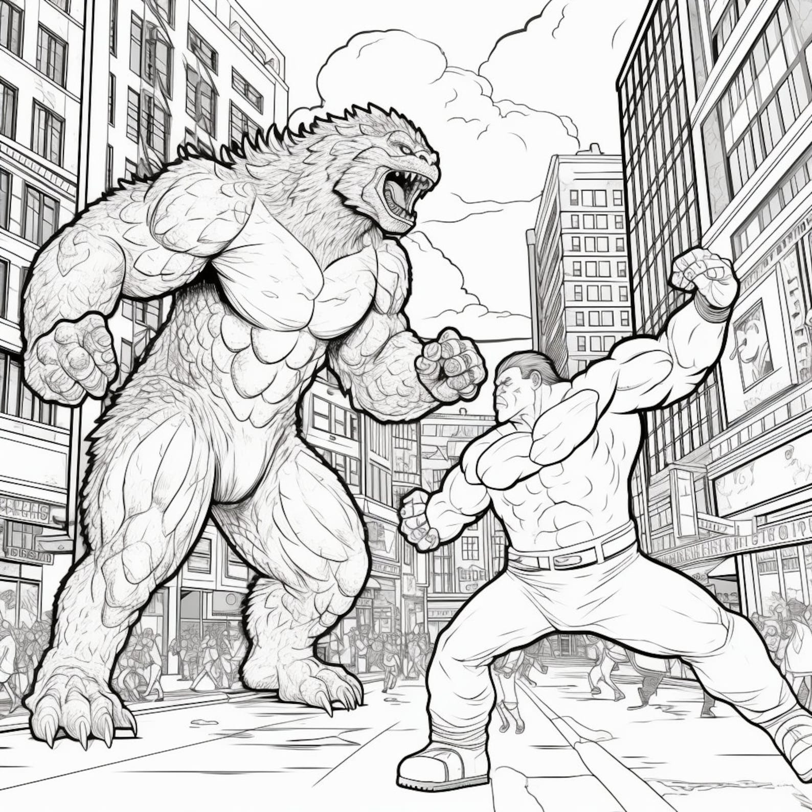 Godzilla Vs. King Kong Coloring Book for Adults and Kids. Hours of ...