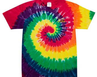 Camiseta oversize tie-dye con gato que mira a escondidas