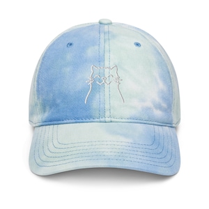 Embroidered Kitty Cat Baseball Cap  Happy Cat Tie dye Baseball hat