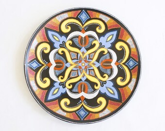 Fall decorative plate Mystic Flower - Wall hanging - Hand painted decorative plate