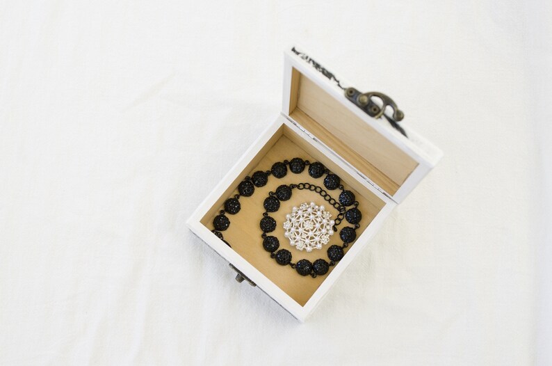 Black and white jewelry box Jewelry box wood Floral Etsy