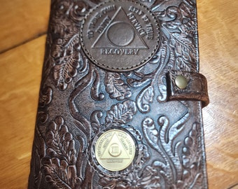 Alcoholics Anonymous leather Hardback Big book and 12&12 cover