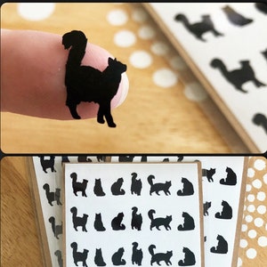 Fluffy Black Cat Decals, Tiny Vinyl Stickers