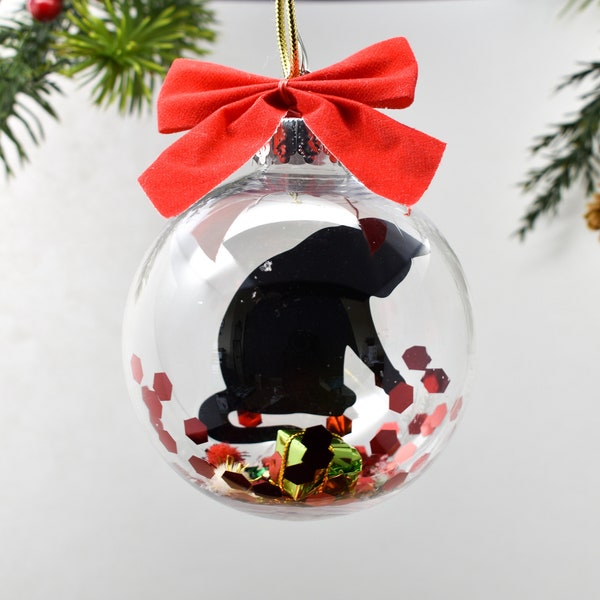 Cat Christmas Ornament, Black Cat Christmas Ornament, Cat Memorial Ornament, Personalized Pet Ornament