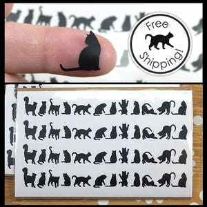 Cat Decals, Cat Laptop Decals, Tiny Black Cat Stickers, Small Cat Silhouette Vinyl Decal, Itty Bitty Kitty Laptop Decal,