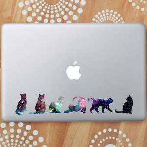 Galaxy Cat Laptop Decal, Cat Car Decal, Space Cat Silhouette Decals, Galaxy Cat Sticker