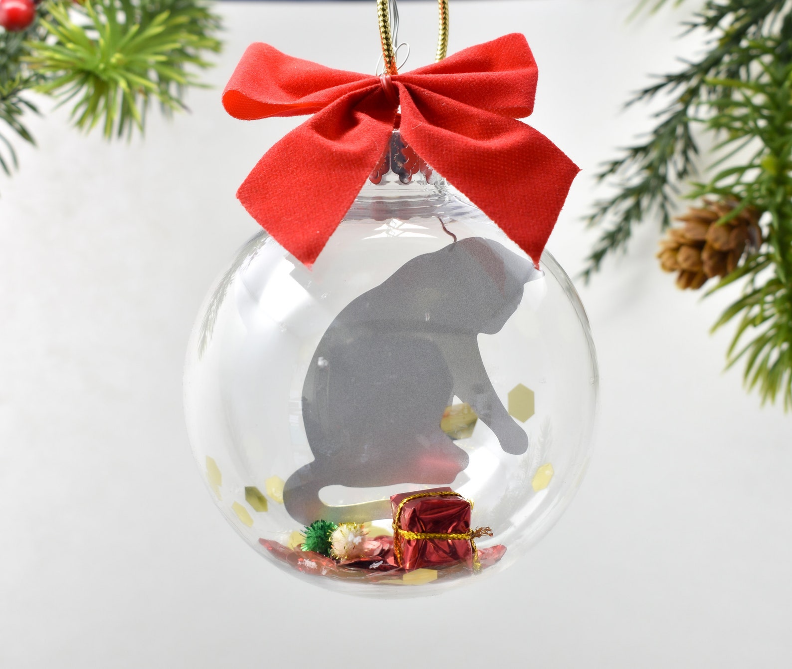 Cat Christmas Ornament Gray Cat Christmas Ornament Cat - Etsy