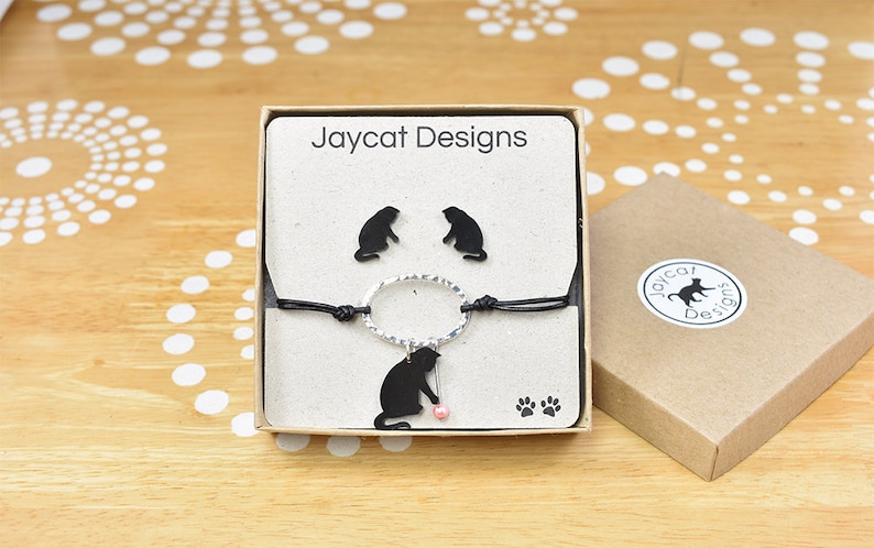 Cat Jewelry Gift Set Cat Earrings and Bracelet Gift Set Cat Lady Gift