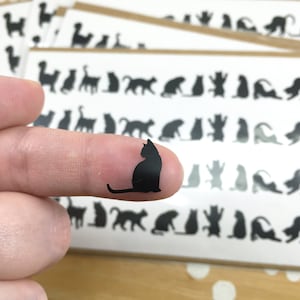 Cat Decals, Cat Laptop Decals, Tiny Black Cat Stickers, Small Cat Silhouette Vinyl Decal, Itty Bitty Kitty Laptop Decal,