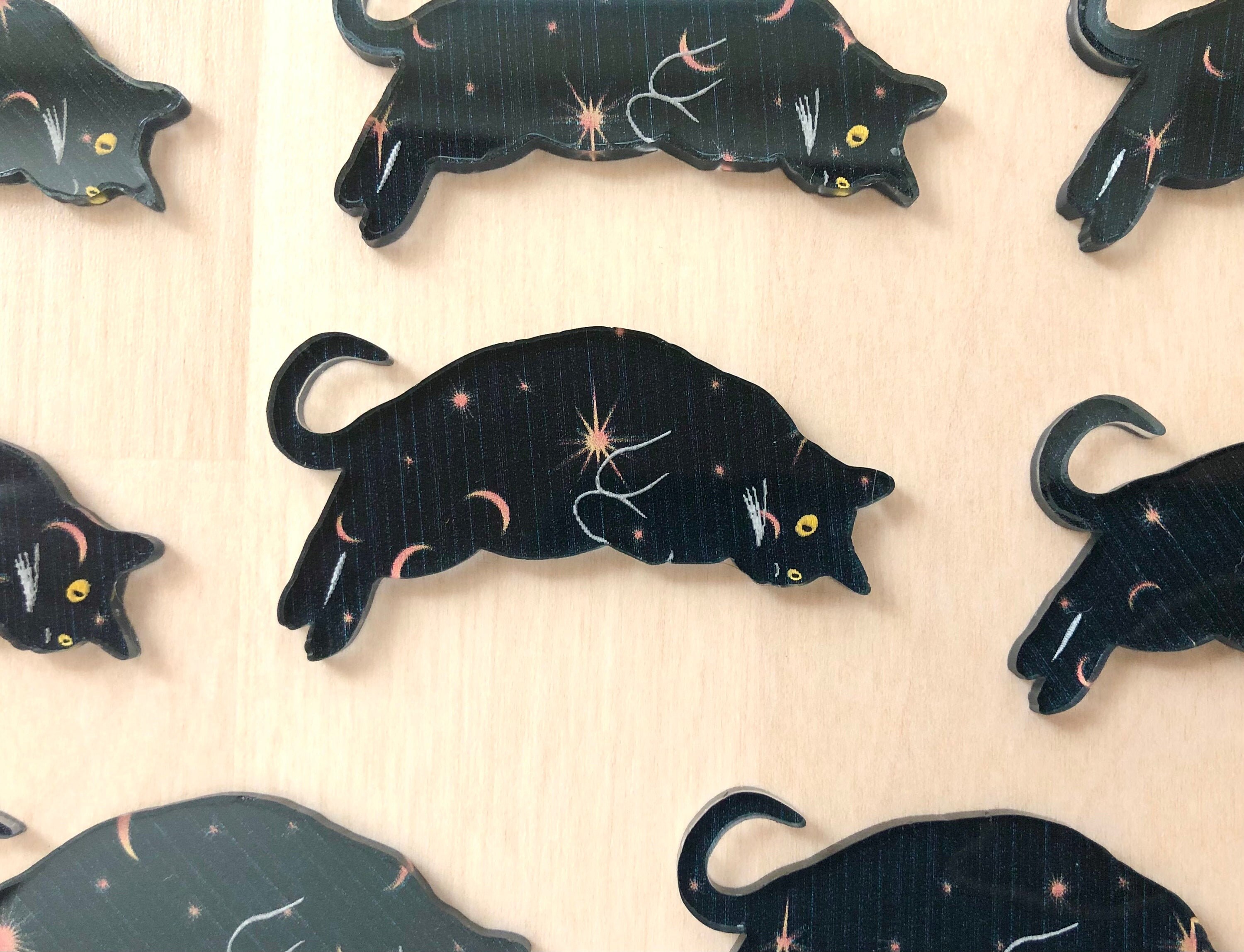 Galaxy Cat Acrylic Black Cat Starry Cat Etsy