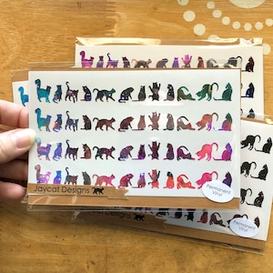 Tiny Galaxy Cat Stickers, Laptop Decal, Cat Car Decal, Space Cat Silhouette Decals, Galaxy Cat Decal