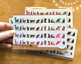 Tiny Galaxy Cat Stickers, Laptop Decal, Cat Car Decal, Space Cat Silhouette Decals, Galaxy Cat Decal