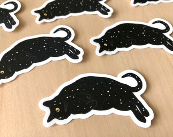 Galaxy Cat Sticker, Cat Decal, Cute Cat Sticker, Black Cat Sticker