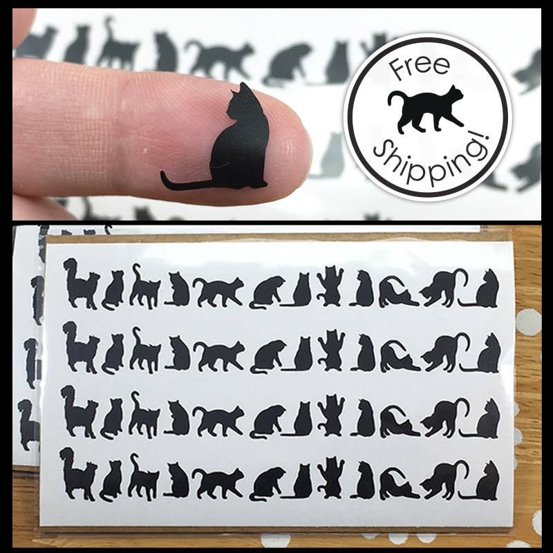 Tiny Black Heart Stickers 6mm Glossy White Vinyl Decals Goth 