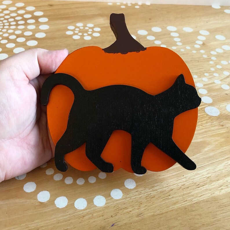 Halloween Cat Decor Black Cat Decor Pumpkin Decor Halloween Etsy