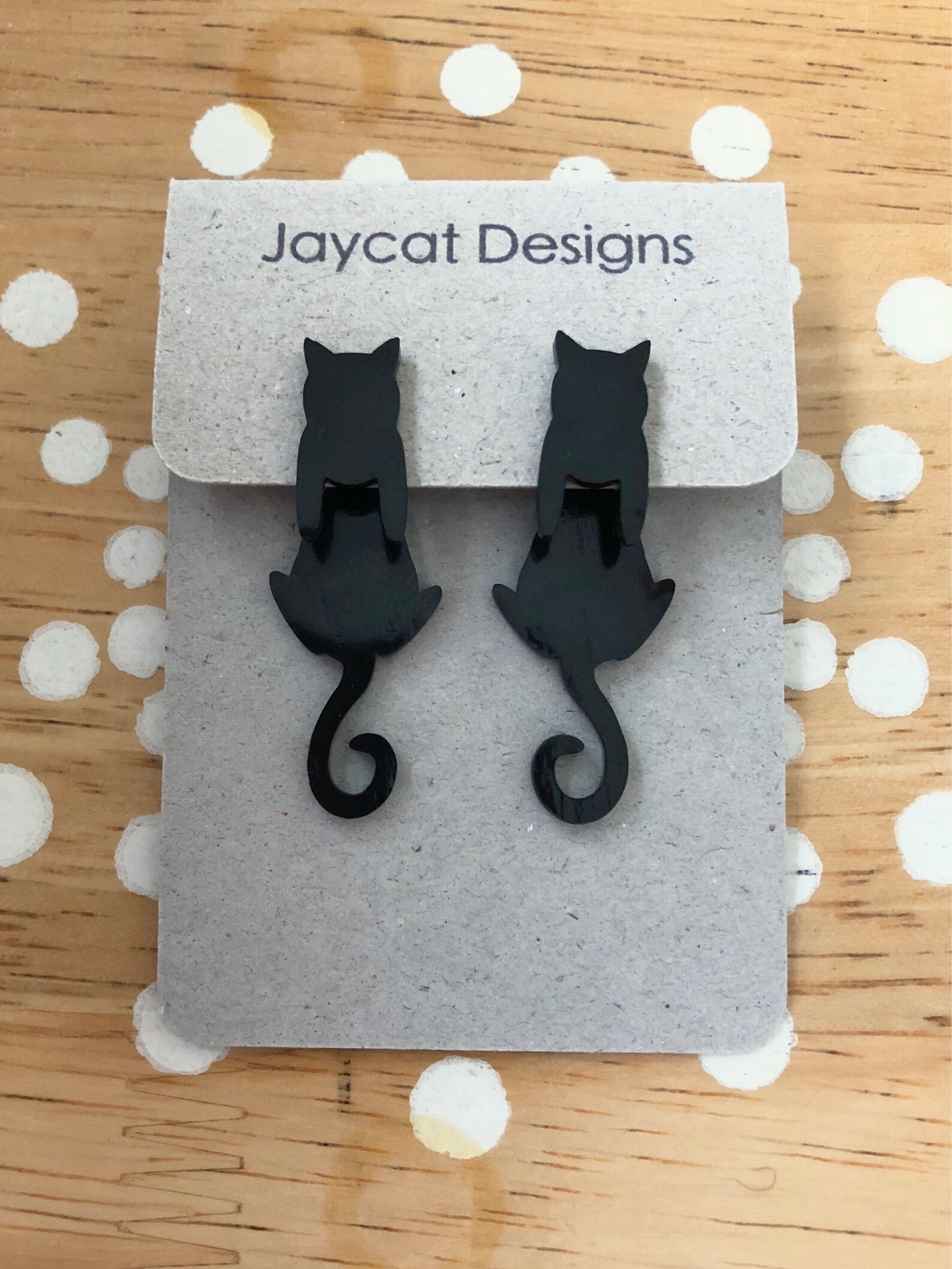 Cat Dangle Earrings - Cute Black Cat Flower Earrings For Women, Hypoallergenic Metal - View #7