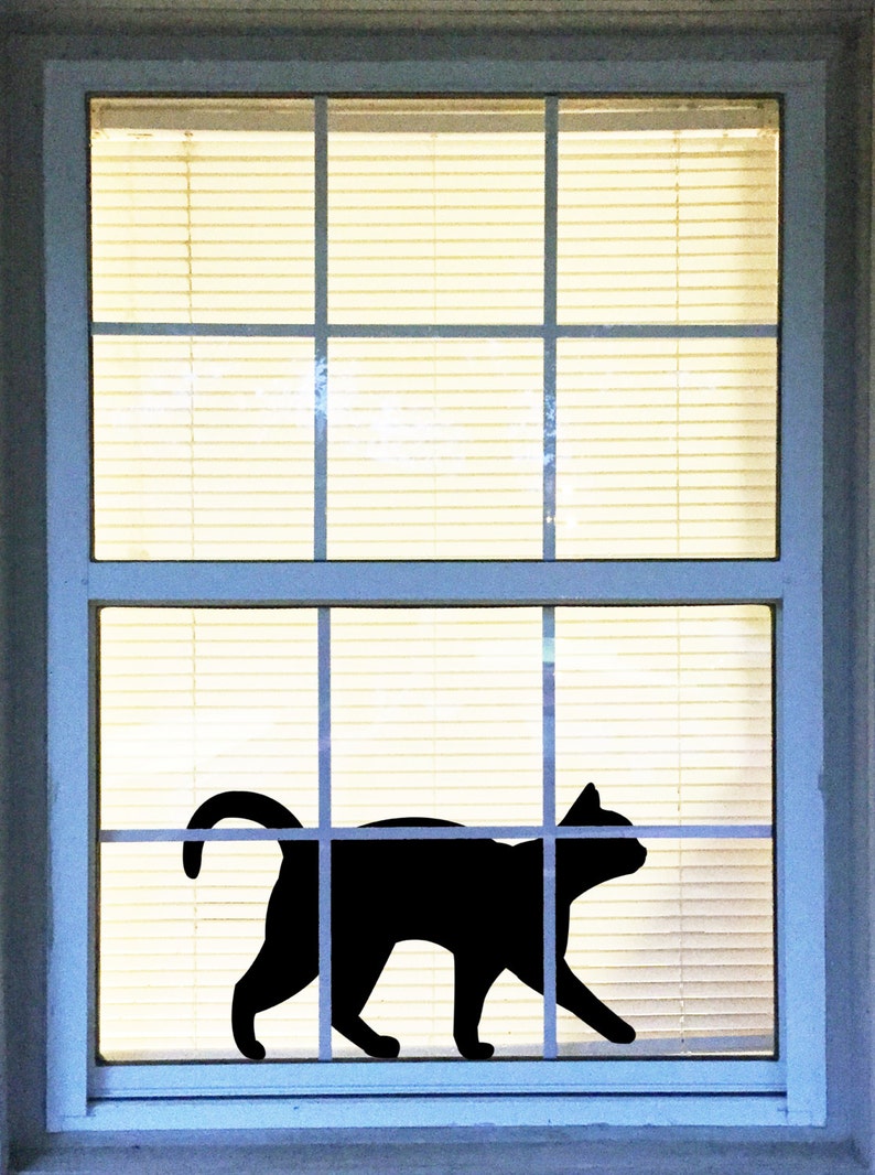 Large Cat Wall Decal Large Walking Black Cat Silhouette Vinyl Etsy