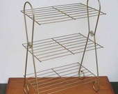 Vintage Brass Metal Shelf Table Mid Century Modern Goldtone Plant Stand 3 Shelves Eclectic Table Shelf Boho Chic Mod Retro Home Decor