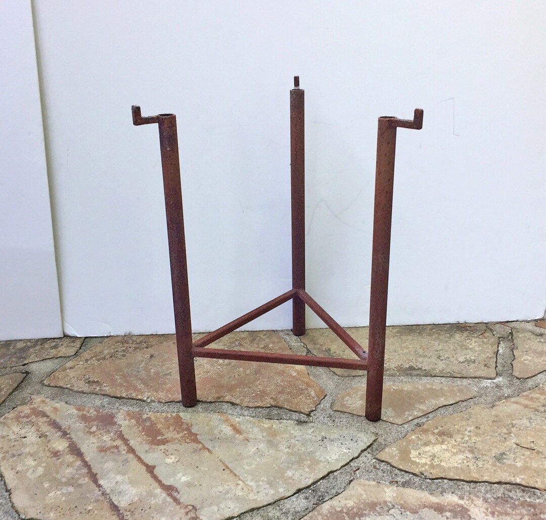 Vintage Rustic Metal Tray Table Base Planter Stand Rusty Etsy