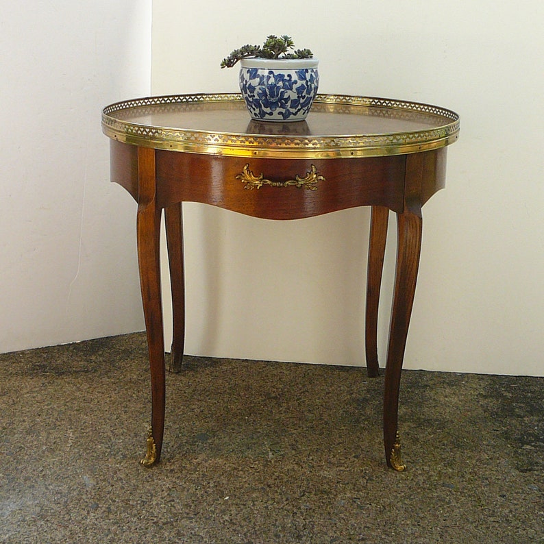 Vintage Baker Furniture Table Brass Filigree Top French Etsy