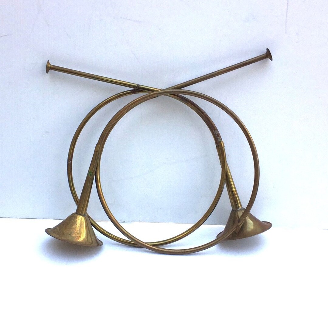 Vintage Brass Horns Large 20inch Set of Two Solid Brass Crafted India