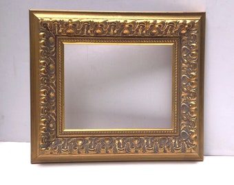 Beautiful Gold Wide Frame 8x10 Wood Ornate Painting Frame Chinoiserie Wall Decor Mid Century Artwork Hollywood Glam Ornamental Picture Frame