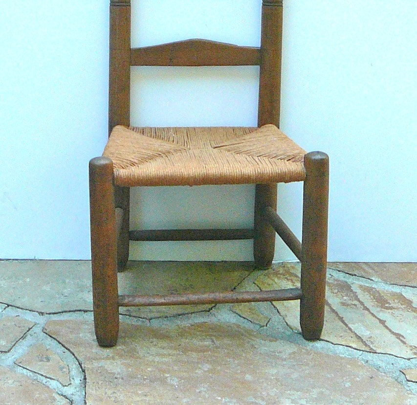 4 Vintage Dollhouse Miniature Ladder Back Chairs Rope Seats 1:12th