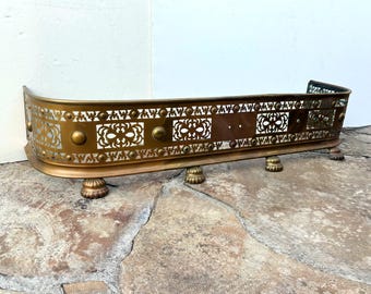 Vintage Fireplace Set 3 Brass Tools and Stand Plated 4 Piece Set