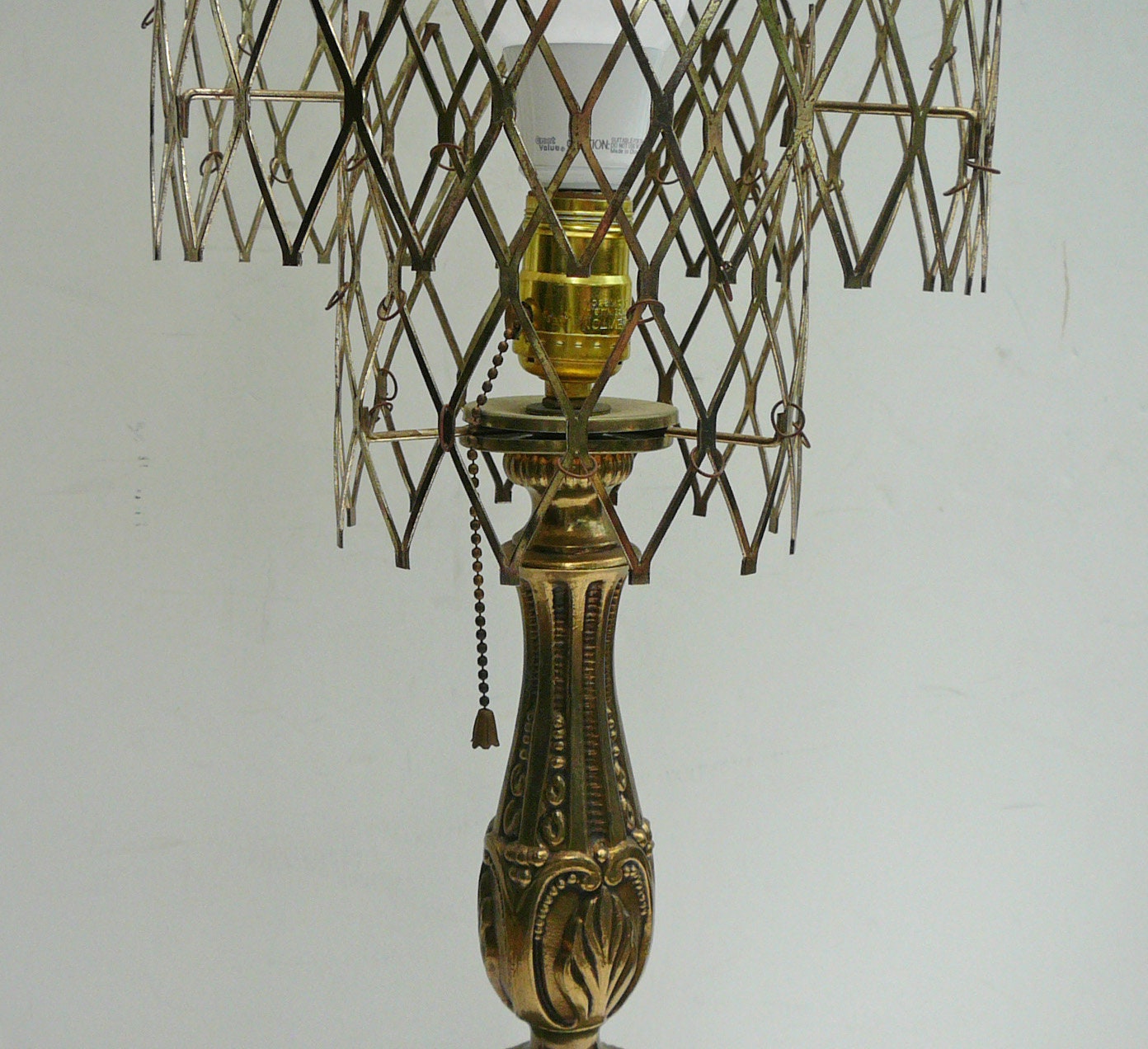 Vintage Brass Lamp and Shade Cage Art Deco Metal Lamp Shade Etsy