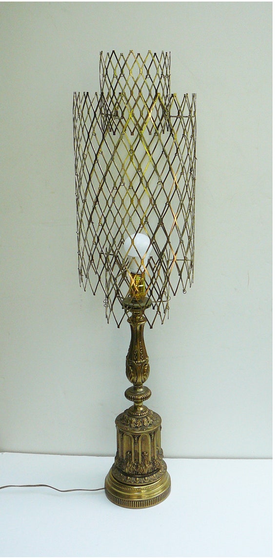 Vintage Brass Lamp And Shade Cage Art Deco Metal - Small Vintage Metal Lamp Shades Vintage Brass Lamp And Shade Cage Art Deco Metal - Small Vintage Metal Lamp Shades
