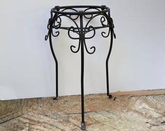 Vintage Metal Plant Stand Iron Scroll Design 3 Leg Large Planter Stand Garden Porch Patio Decor