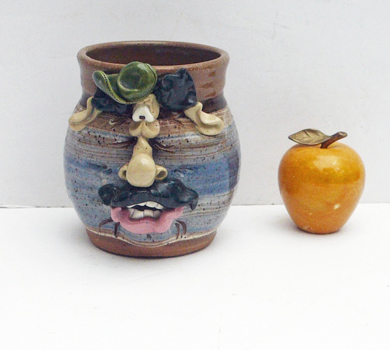 Vintage Face Jar Ceramic Pottery Planter Potters Field Etsy