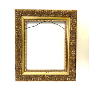 Vintage Gold Frame 8x10 Art Wood Ornate Picture Frame  Open Wall Decor Ornamental Wall Hanging Mid Century Framing Painting Gold Wall Decor