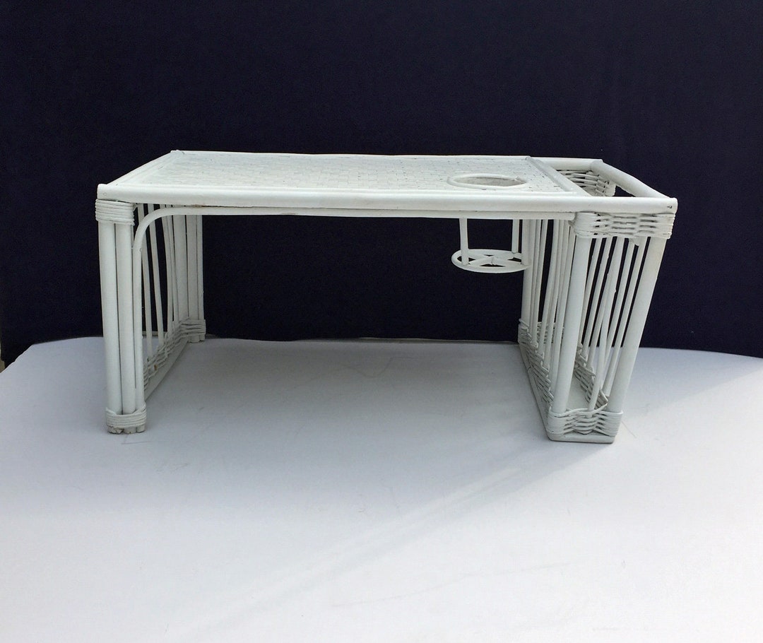 Vintage Wicker Breakfast Tray White Bed Tray One Piece Airy Etsy