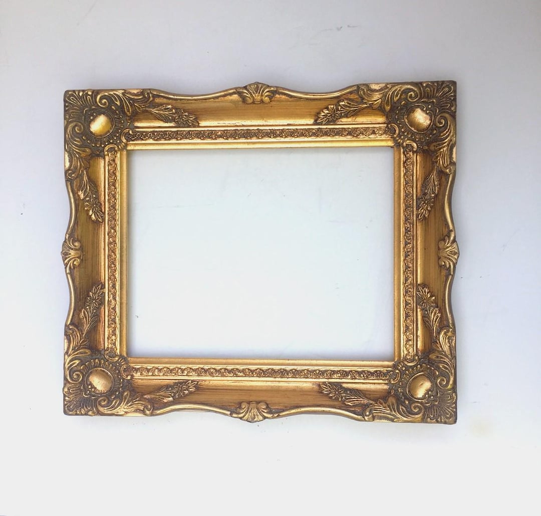 Vintage Gold Ornate Frame 8 X 10 Inner Wood Wide Molding Corners Side ...