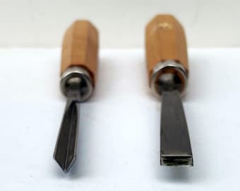 Vintage Sculpting Tools Chisels Wood Gouge Woodworking Tool Sculpture Artist Metal Chisel Octagon Handle Carving Sculpture Tools