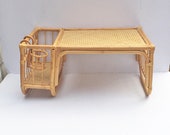 Vintage Bamboo Wicker Breakfast in Bed Tray Boho Chic Natural Spokes Bohemian Magazine Holder Wall Shelf Decor Serving Dining Home Decor