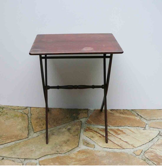 Vintage Wood Table Folding Campaign Table Side Table Mid Etsy