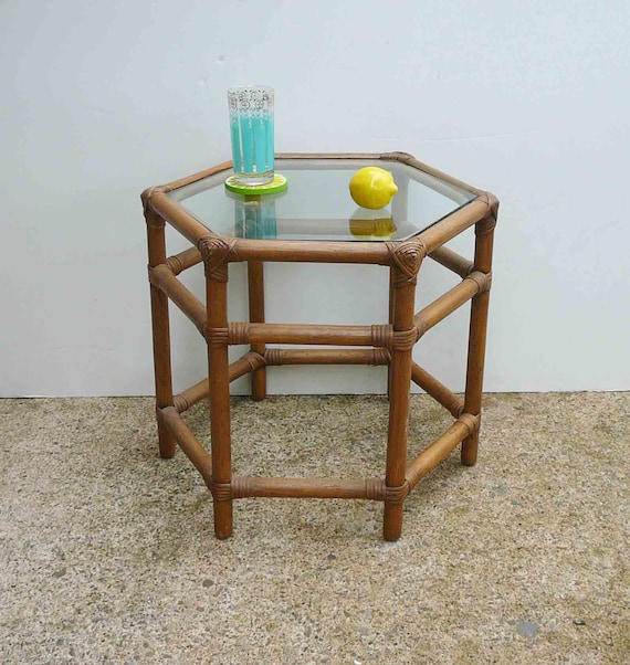 Vintage Rattan Table Faux Bamboo Table Mid Century Furniture Glass Top Bohemian Chic Side Table Boho Chic End Table Beach Natural Decor Vintage Rattan Table Faux Bamboo Table Mid Century Furniture Glass Top Bohemian Chic Side Table Boho Chic End Table Beach Natural Decor