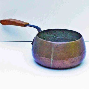 Vintage Copper Stockli Nestal Saucepan Swiss Made Collectible Mid Century Hammered Copper Swiss Foudue Pot with Wood Handle Farmhouse
