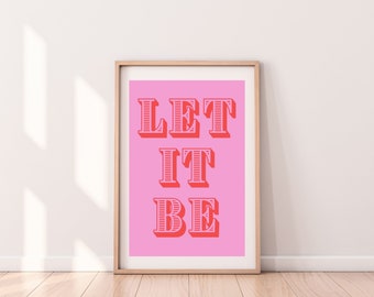Let It Be Printable Poster, Beatles Lyrics Art Print, Retro Home Decor, Vintage Wall Art, Colorful Wall Decor, Instant Download