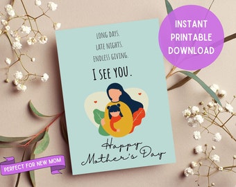 Happy Mother's Day Card, Toddler Mom Mother's Day Card, Printable Instant Download Card, 5 x 7 Card, Mother Appreciation and Gratitude