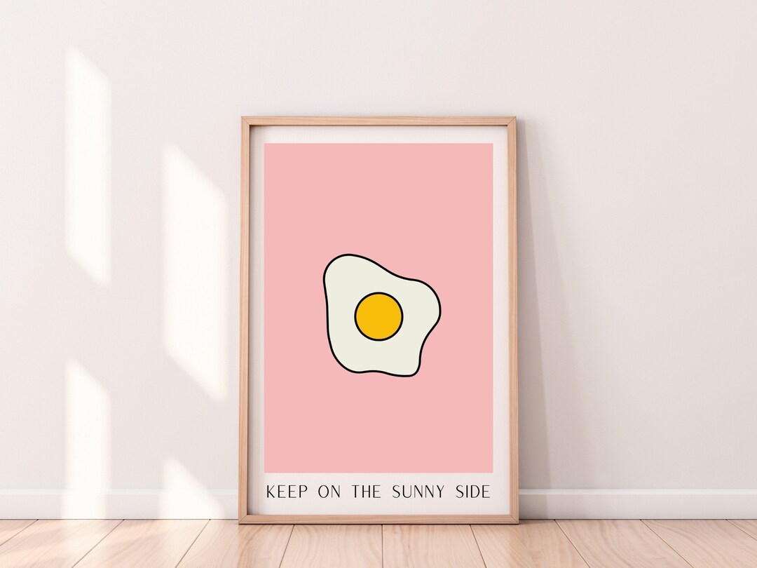 Fried Egg Printable Art for Kitchen, Instant Download Pink Print, Sunny ...
