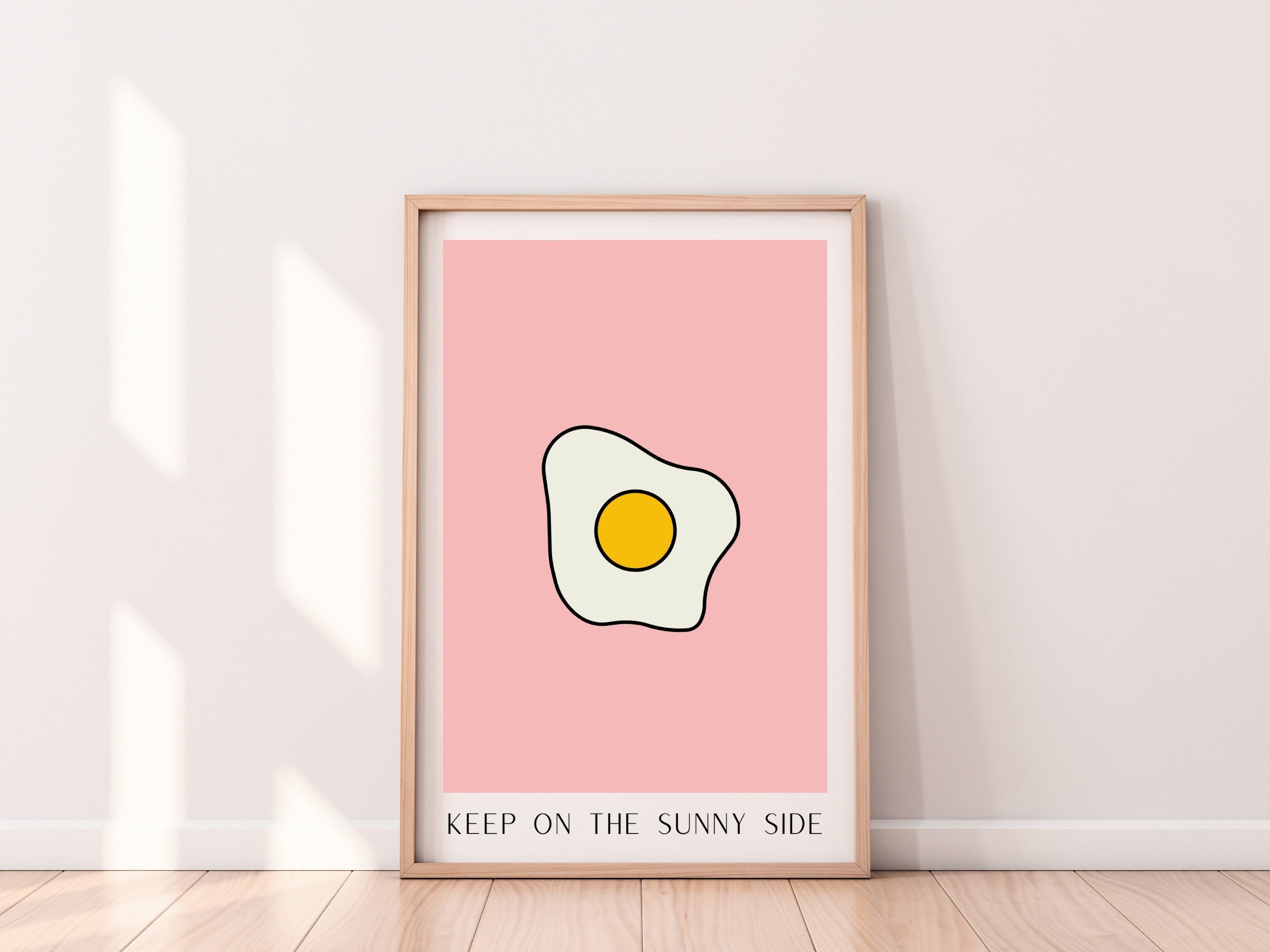 Fried Egg Printable Art for Kitchen, Instant Download Pink Print, Sunny ...