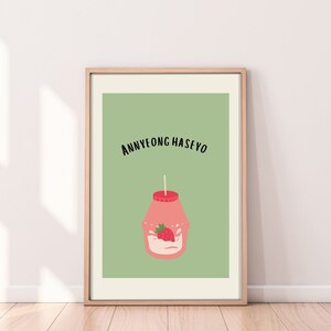 Annyeong Haseyo Cute Korean Print, Kdrama Kpop Printable, Korean Wall Art, K-drama art